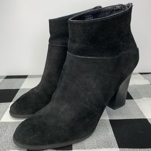 BCBG Generation Black Suede Heeled Ankle Booties